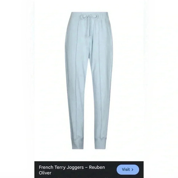 Reuben Oliver French Terry Blue Drawstring Jogger Pants Size M - Picture 3 of 6